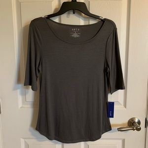 Apt. 9 Gray Essential Elbow-Length Tee